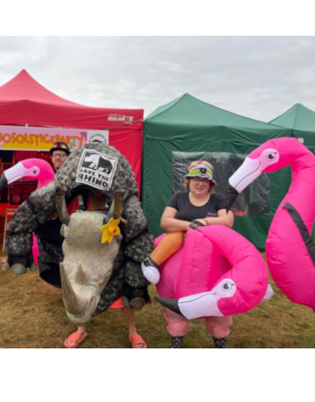 GIVE and Mucky Weekender | Save The Rhino stand